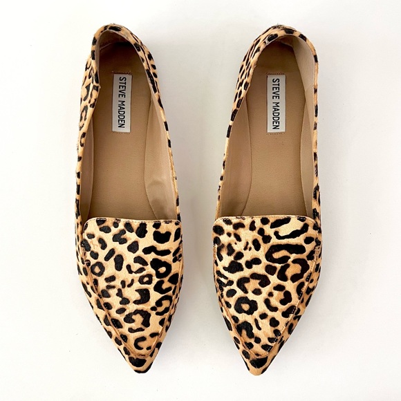 STEVE MADDEN | Featherl Leopard Print Fur Pointed Flats - Picture 2 of 15